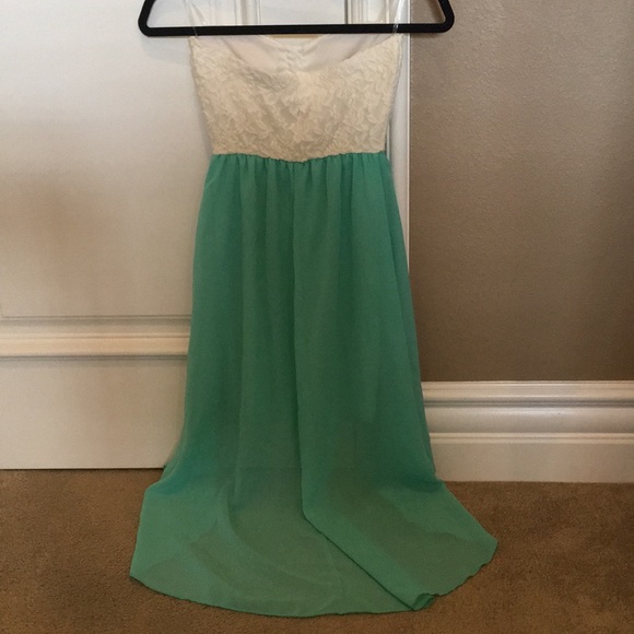 🆕 Papaya: White/Mint Strapless Dress - Picture 3 of 3